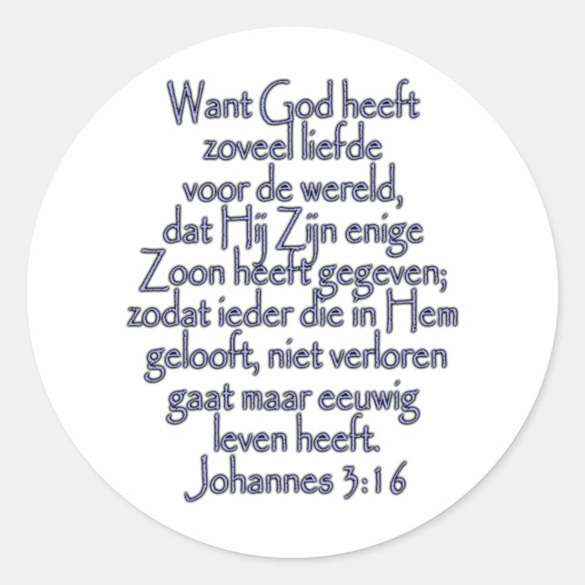 Sticker Rond John 3:16 néerlandais (Devant)