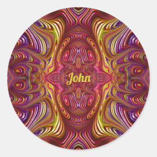 Sticker Rond JOHN ~ Conception fractale multicolore ~
