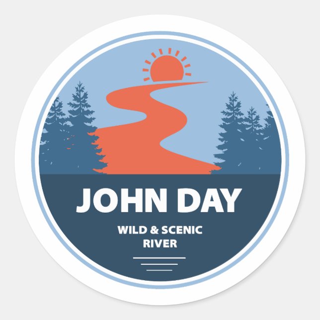 Sticker Rond John Day Wild and Pittoresque River Oregon (Devant)