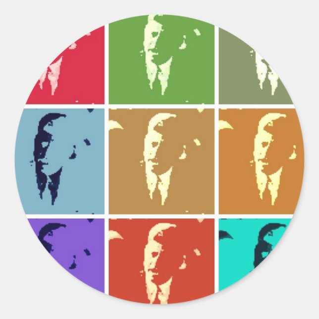 Sticker Rond John F Kennedy/JFK Pop Art (Devant)