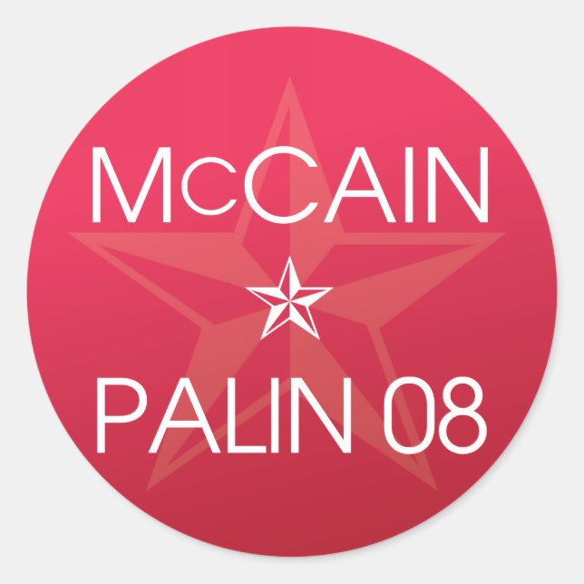 Sticker Rond John McCain * Sarah Palin 2008 (Devant)