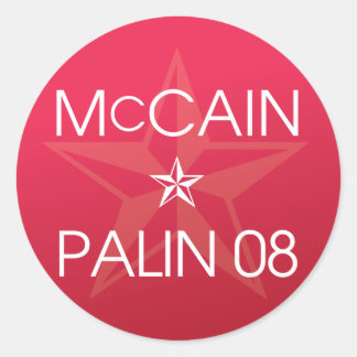 Sticker Rond John McCain * Sarah Palin 2008