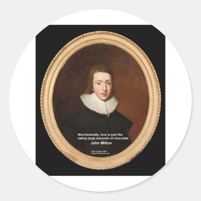 Sticker Rond John Milton Amour & Chocolat Citation Cadeaux & Ca (Devant)