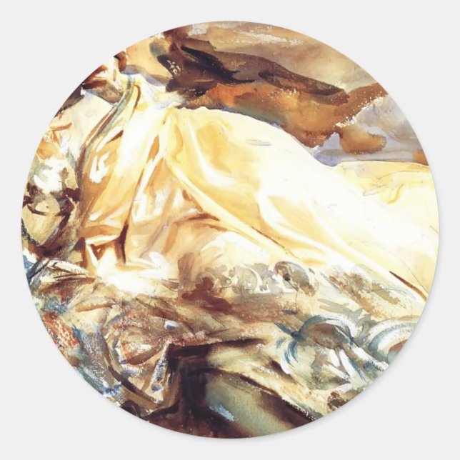 Sticker Rond John Sargent : Lecture de femme dans un châle de (Devant)