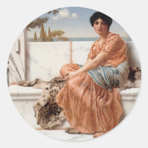 Sticker Rond John William Godward - Aux jours de Sappho