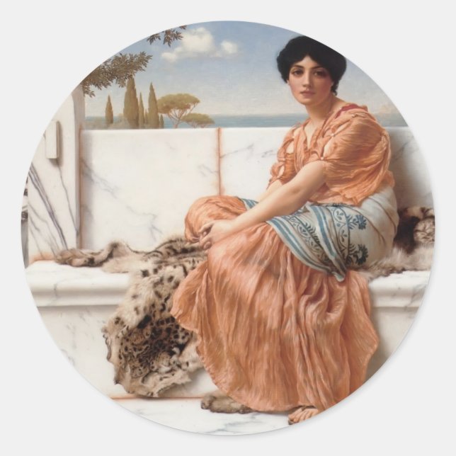 Sticker Rond John William Godward - Aux jours de Sappho (Devant)