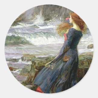 Sticker Rond John William Waterhouse Miranda The Tempest