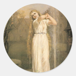 Sticker Rond John William Waterhouse Undine Ondine Water Nymphe