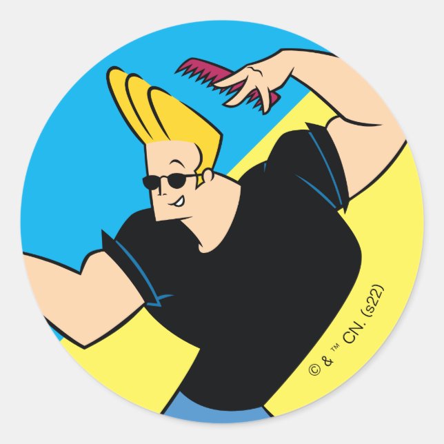 Sticker Rond Johnny Bravo Coiffure (Devant)