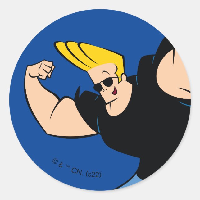 Sticker Rond Johnny Bravo Iconic Pose (Devant)