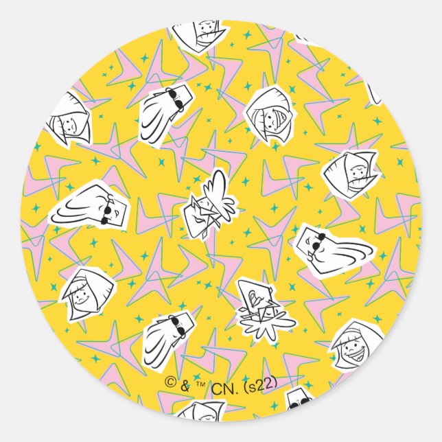 Sticker Rond Johnny Bravo Motif de caractères (Devant)