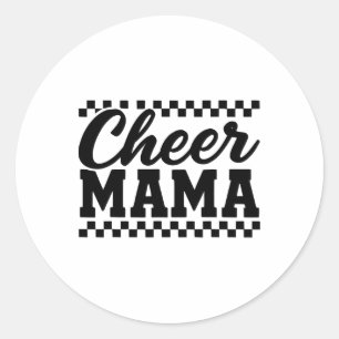 Sticker Rond Joie à carreaux Menant les pom-pom girls pour mama