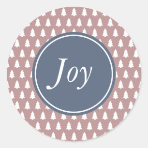 Sticker Rond Joie Arbre de Noël Motif Bleu Blanc Violet Rose