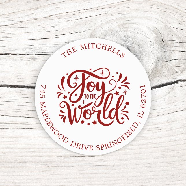 Sticker Rond Joie aux Fêtes de Noël Mondiales Script rouge (Créateur téléchargé)