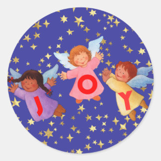 Sticker Rond Joie avec les anges