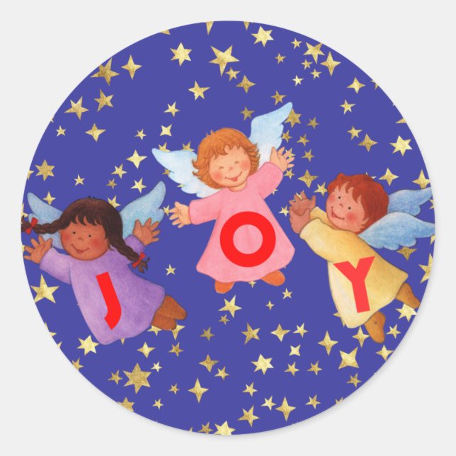 Sticker Rond Joie avec les anges (Devant)