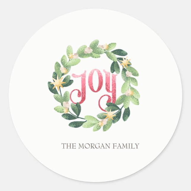 Sticker Rond Joie,Couronne Noël Vacances (Devant)