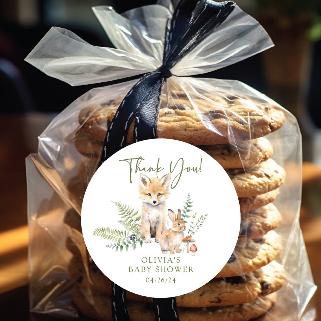 Sticker Rond Joie de la Nature Renard Baby Shower (Créateur téléchargé)