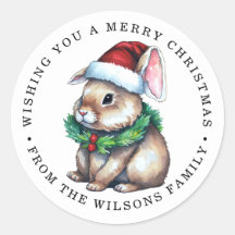 Joie de lapin Noël mignon classique collant rond