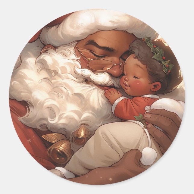 Sticker Rond Joie de Père Noël noire (Devant)