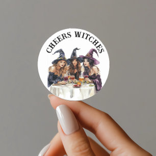 Sticker Rond Joie d'Halloween Sorcières La Nuit des Filles
