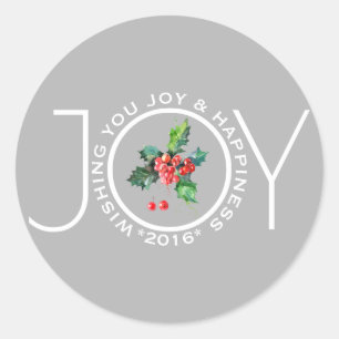 Sticker Rond Joie Modèle Avec Mistletoe gris clair