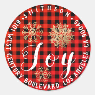 Sticker Rond Joie Neige Noël Retour RSVP Buffalo Chèque Plaid