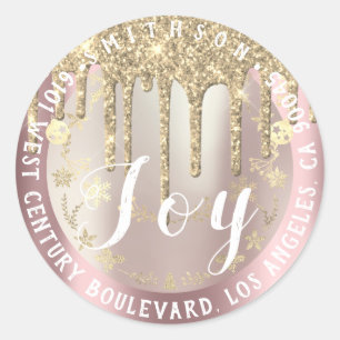 Sticker Rond Joie Noël Retour RSVP Rose Gold Snow Spark