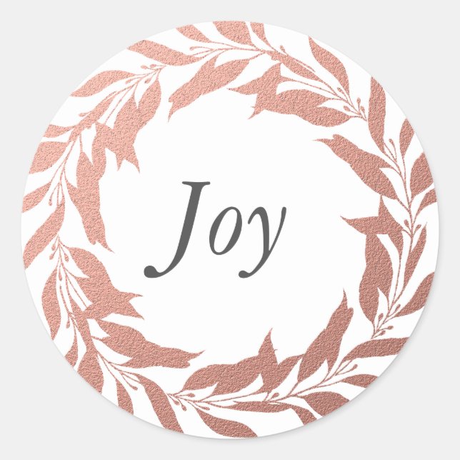 Sticker Rond Joie Noël Rose Gold Wreath (Devant)