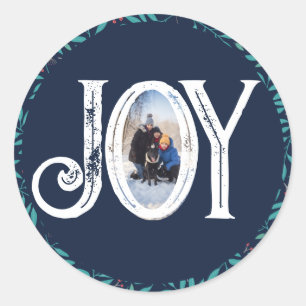 Sticker Rond Joie Personnalisée Famille Photo Noël