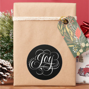 Sticker Rond Joie Tourbillonnant fantaisie Calligraphie de Noël