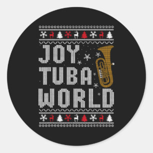 Sticker Rond Joie Tuba Monde Amusing Musicien Chauve-souris Noë