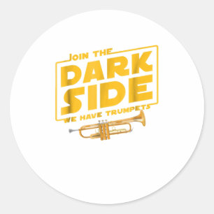 Sticker Rond Joignez Le Tshirt Du Joueur De Trumpet Dark Side