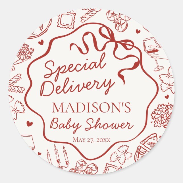 Sticker Rond Joint de scellement d'enveloppe de Baby Shower Pât (Devant)