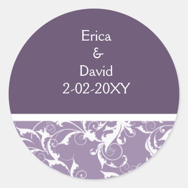 Sticker Rond joint enveloppe violet Monogramme (Devant)