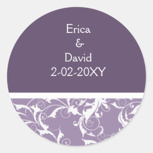 Sticker Rond joint enveloppe violet Monogramme