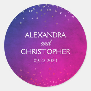 Sticker Rond Joint pourpre et rose d'enveloppe de confettis