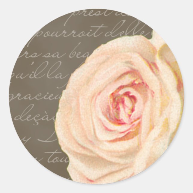 Sticker Rond Joint rose de mariage de cru (Devant)