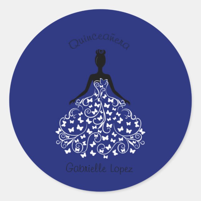 Sticker Rond Joints bleus d'enveloppe de robe de papillon de (Devant)