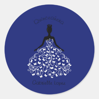 Sticker Rond Joints bleus d'enveloppe de robe de papillon de