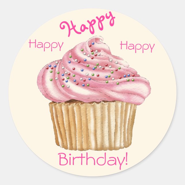 Sticker Rond Joints de cadeau de joyeux anniversaire (Devant)