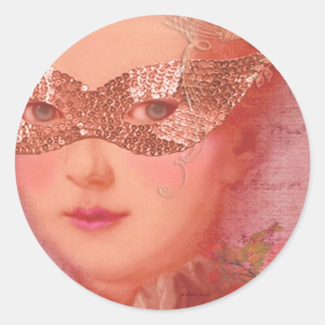 Sticker Rond Joints d'enveloppe de mascarade de boule d'hiver (Devant)