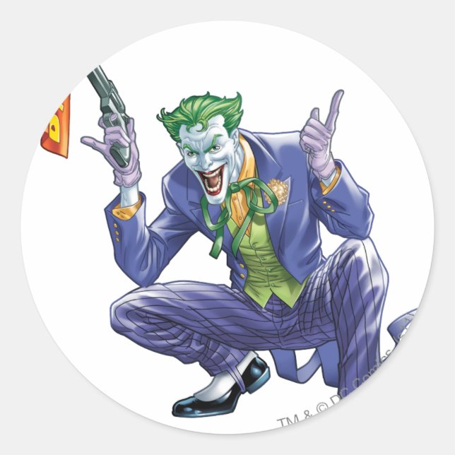 Sticker Rond Joker avec fausse arme (Devant)