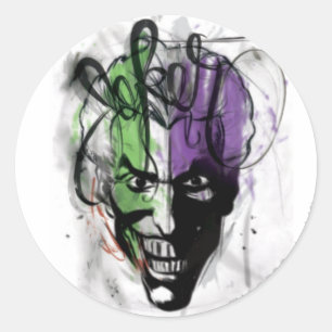 Sticker Rond Joker Neon Airbrush Portrait