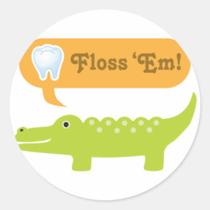 Sticker Rond Joli Alligator Floss Hygiène dentaire