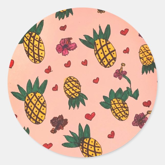Sticker Rond Joli ananas (Devant)