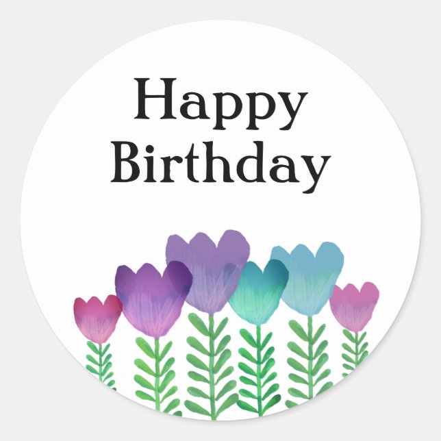 Sticker Rond Joli Anniversaire Floral (Devant)