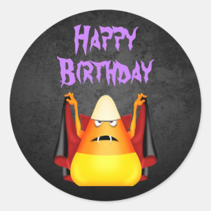 Sticker Rond Joli anniversaire Halloween Candy Corn