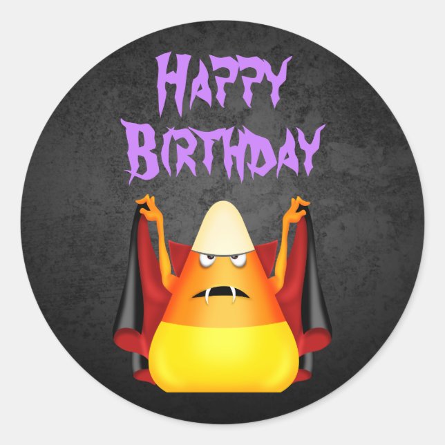 Sticker Rond Joli anniversaire Halloween Candy Corn (Devant)