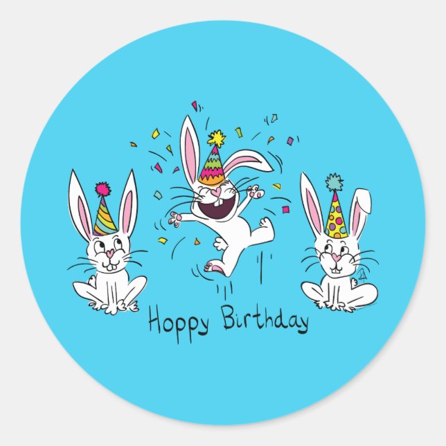 Sticker Rond Joli Anniversaire Lapin lapins Enfants (Devant)